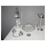 TOWER, CHROME CANDLE, CRYSTAL BOWL