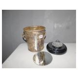 15" METAL LANTERN W/ BATTERY OP CANDLE FROSTED