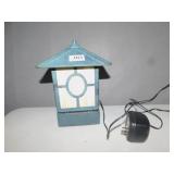 11" METAL W/ SLAG GLASS PANEL ELECT. LAMP 4 PANEL