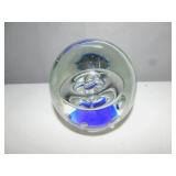 6" H UNUSUAL BLUE BASE W/ BUBBLE DESIGN AND ROUND