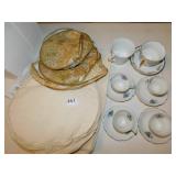 4 BOND WARE TEACUPS/SAUCERS, ETC.