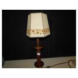 22" H WOOD SPOOL LAMP W/ SHADE