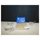 WESTMORELAND SALTS W/ 4 STERLING DEMITASSE SPOONS