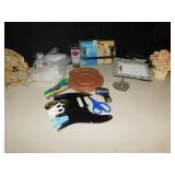 SILVER PLATE HEART RING HOLDER, SILK FLOWERS,