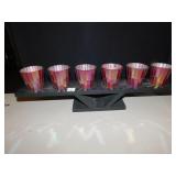 STAINED GLASS CANDLE HOLDER 23" W X 6.5" H