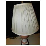 PINK AND CREAM LAMP WOOD BASE