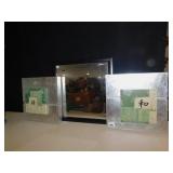 TWO ORIENTAL 12" X 12" MOTIF PICTURES RAISED