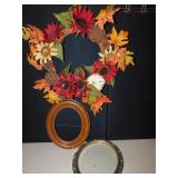 BEAUTIFUL WREATH, VINTAGE FRAMES, ONE HAS CHIP