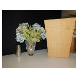 BASKETS & SILKS FLOWERS & BEAUTIFUL CRYSTAL VASE