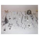 SILVER & CLEAR CHRISTMAS ORNAMENTS, GLASS &
