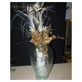 GLASS VASE W/ FLOWERS 18" H