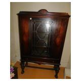 VINTAGE CHINA CABINET, 2 DOOR 1 DRAWER, 64" H X