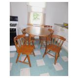 TABLE WITH 6 CHAIRS, 1 LEAF, 29" H X 48" W X 36"