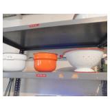 ENAMEL WARE COLANDER, 2 DOUBLE BOILER TOPS