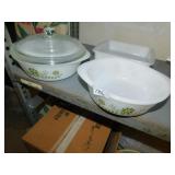 CORNING WARE CASSEROLE GREEN FLOWER DESIGN 3