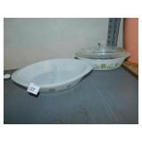CORNING DIVIDED DISH & SMALL CASSEROLE GREEN