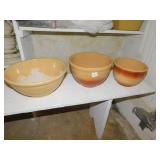 3 LARGE POTTERY BOWLS AMERICAN POTTERY 2 OF THEM
