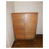 VINTAGE ARMOIRE WITH KEY, 5 DRAWER INTERIOR, 55"