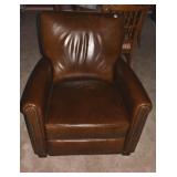 LIGHT BROWN POTTERY BARN RECLINER W/ TACK STRIP