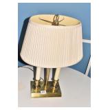 BRASS DESK LAMP 28" H X 30" ROUND FORMICA TOP -