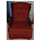 PINE BARCALOUNGER ROCKER/RECLINER TWEED FABRIC
