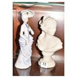 ALABASTER WOMAN AND FIGURE 9"