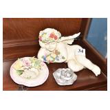 CHERUB, NAPOLEON DISH W/ ROSES