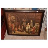 GENTLEMEN TAVERN SCENE 32.5" H X 40" W SIGNED LR