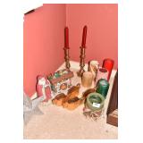 CANDLES, SLEIGH BRASS CANDLE HOLDERS