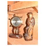 HOWARD MILLER SHIP WHEEL CLOCK 12" & SAILOR