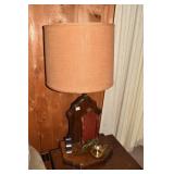 LAMP WOOD W/ BRASS CANDLE STICK 36" H