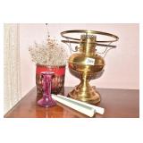 BRASS OIL LAMP NO SHADE CANDLE STICK
