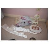 LONG GLOVES, CLOCK; CHERUB OVAL PRINT