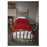 BRASS TWIN BED WITH MATTRESS AND BOX SPRING, 55"