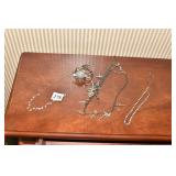 SILVER TONE NECKLACES AND CUFF BRACELET