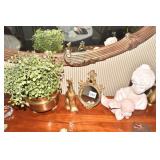 BUST POTTERY, BRASS DOG, ETC.