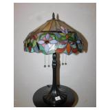 STAINED GLASS LAMP 22" H X 14" WIDE FLOWER DESIGN