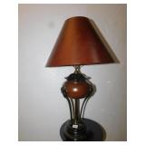 UNUSUAL URN CENTER LAMP METAL FAUX LEATHER SHADE