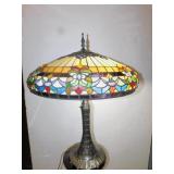 TABLE LAMP-STAINED GLASS CAST BASE BEAUTIFUL