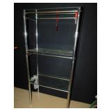 CHROME AND GLASS SHELF UNIT COMES APART IN