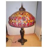 MASSIVE STAINED GLASS LAMP METAL BASE - 44"