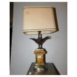 MARBLE BASE LAMP W/ URN CENTER