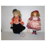 TWO ANGELINA PORCELAIN DOLLS 17"