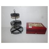 JEWELRY BOX AND 3 SECTION STAND