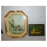 SHADOW BOX FRAME AND TEA POT/ BOTTLE PICTURE