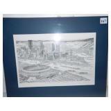 VIEW OF PITTSBURGH AND 3 RIVERS STADIUM- SIGNED