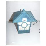 ELECTRIC LANTERN SLAG GLASS CAST ALUM. NO HANDLE