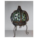 STAINED GLASS SHADE ON PEDESTAL 27" H X 14" W