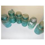 6 BALL JARS BLUE WITH LIDS