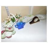 LIMOGES PLATE, PLASTIC CLOCK, ETC.